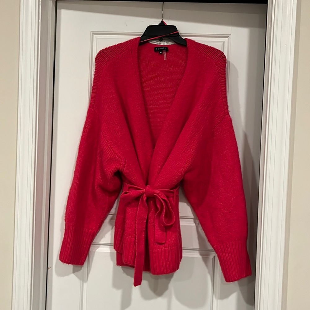 Hot pink belted - cardigan